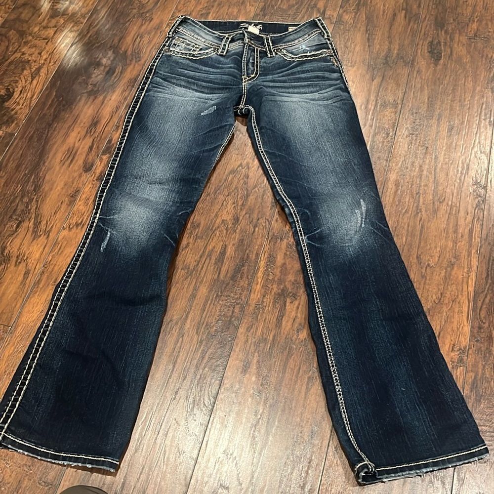 Silver jeans Suki Surplus bootcut jeans size 28/32 chunky  stitch in EUC